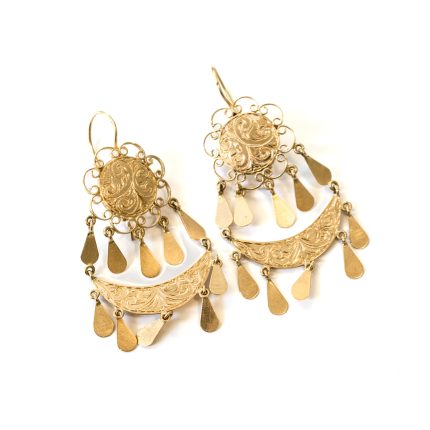 14k női arany fantázia piros cirkónia köves beakasztós fülbevaló (másolat)