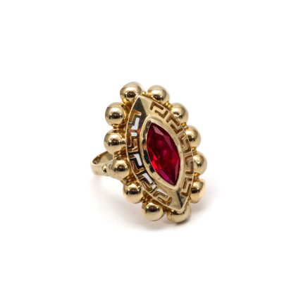 14k arany mintás fehér köves gyűrű (másolat)